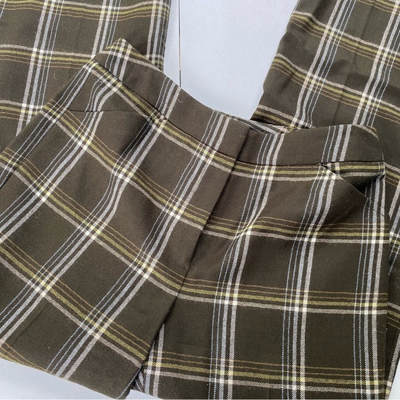 Talbots womens green plaid wool wide leg dress pant Size 2 - Picture 4 of 7